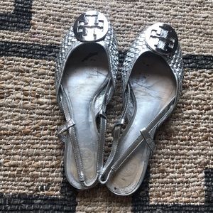 Tory Burch Basketweave Slingback Sandal Flats